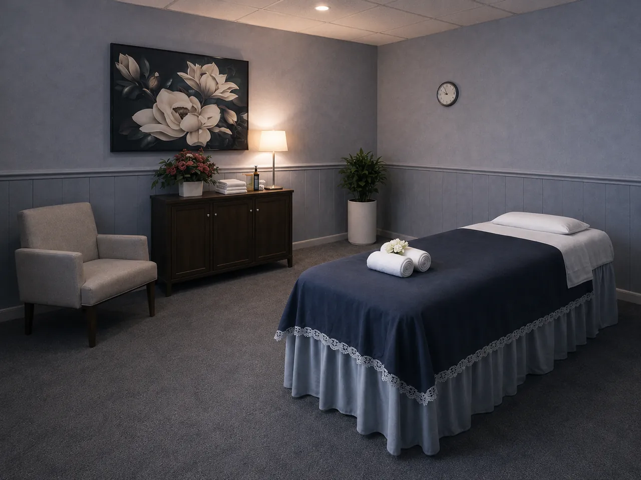 Comfortable, private massage room at V Healing Massage Spa near Redington Shores, FL