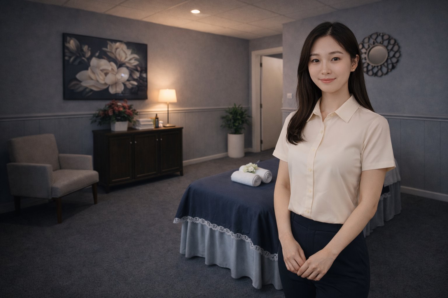 Therapist in a calm spa environment