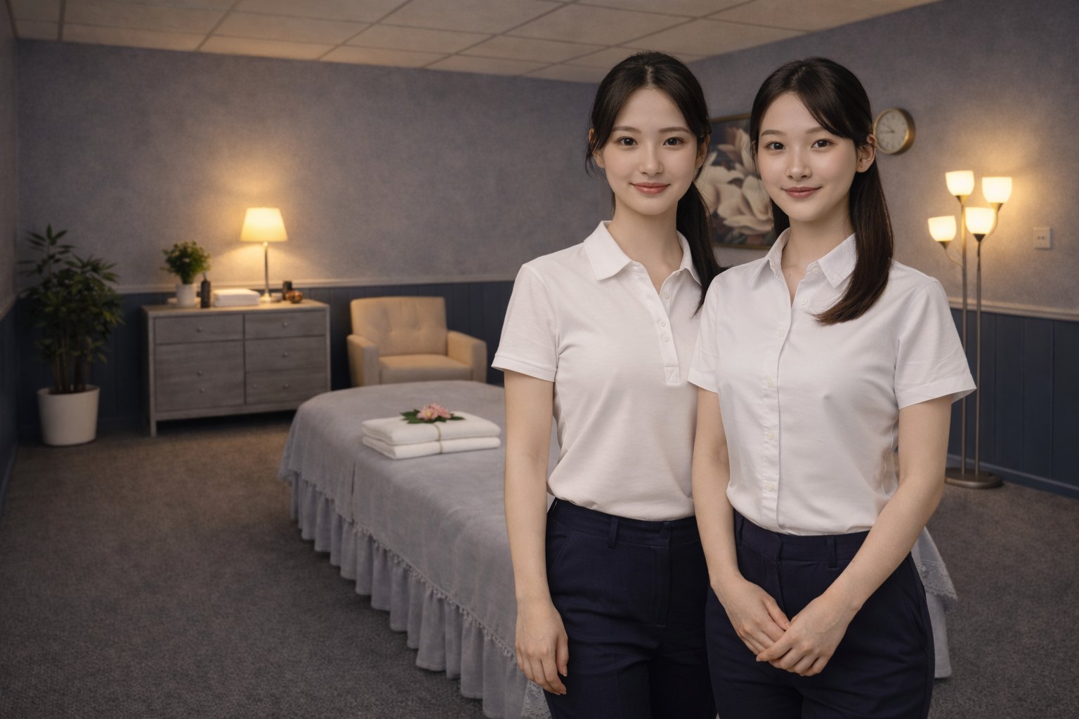 Two friendly therapists welcoming guests